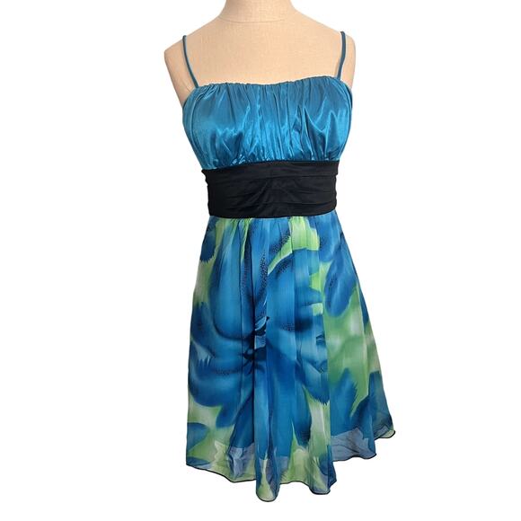 La Scala Dress Cami Empire Waist Tie Back Floral Flowy Fairy Strappy A-Line - Picture 1 of 12